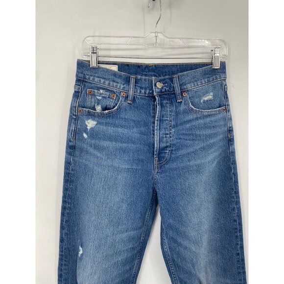 Gap Denim Cheeky Straight High Rise Jeans Womens 27/4T Distressed Button Fly - Picture 2 of 7